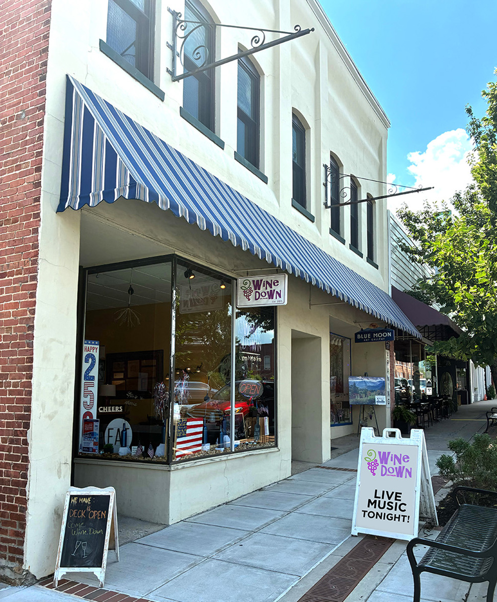 BuildingwithSign1_SM CROPPED Wine Bar with Live Music in Downtown Brevard NC