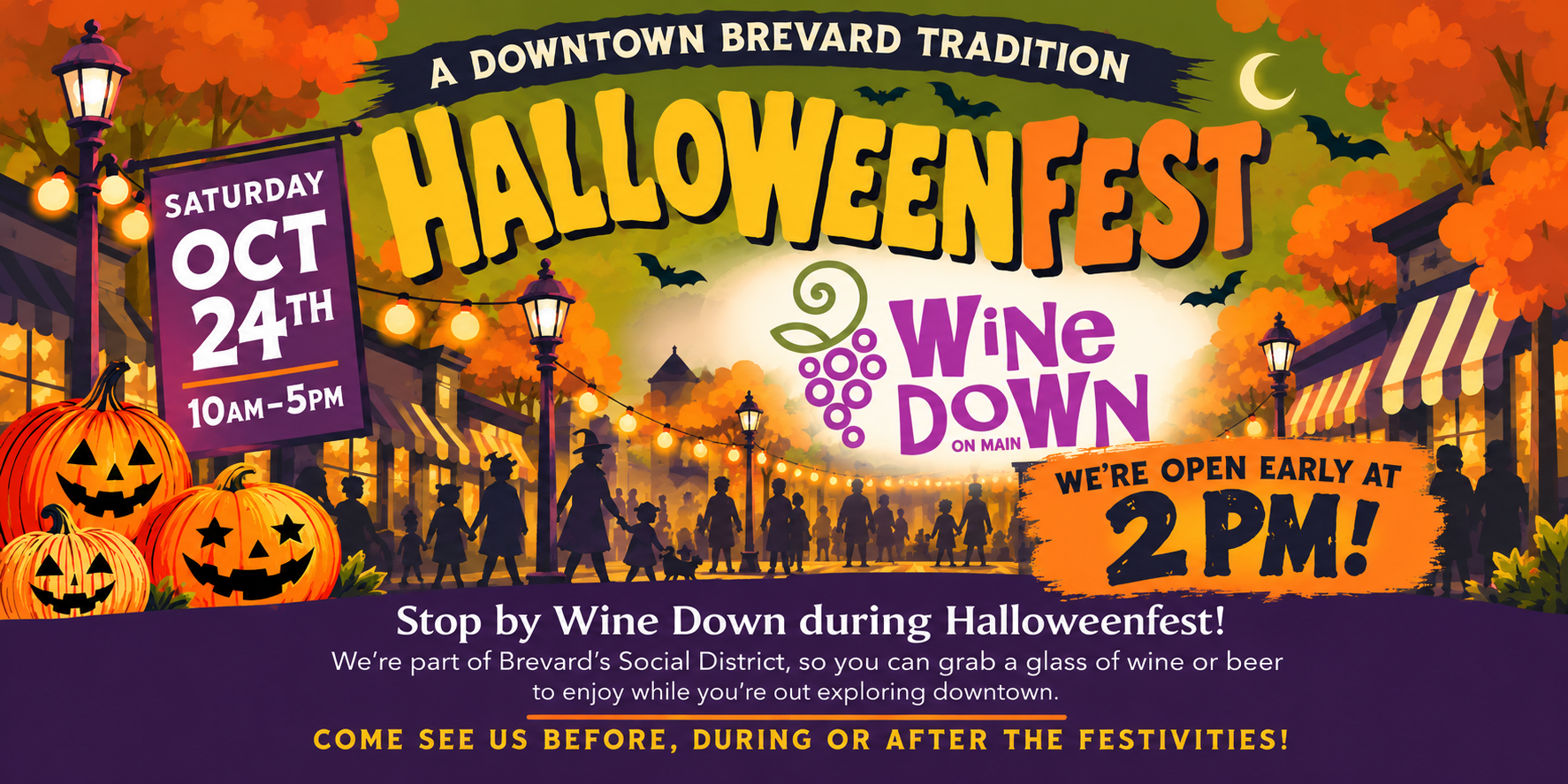 Halloweenfest Downtown Brevard Poster Wine Bar with Live Music in Downtown Brevard NC - wine bar
