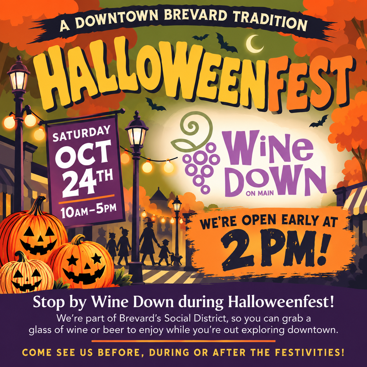 Halloweenfest at Wine Down on Main Wine Bar with Live Music in Downtown Brevard NC - wine bar
