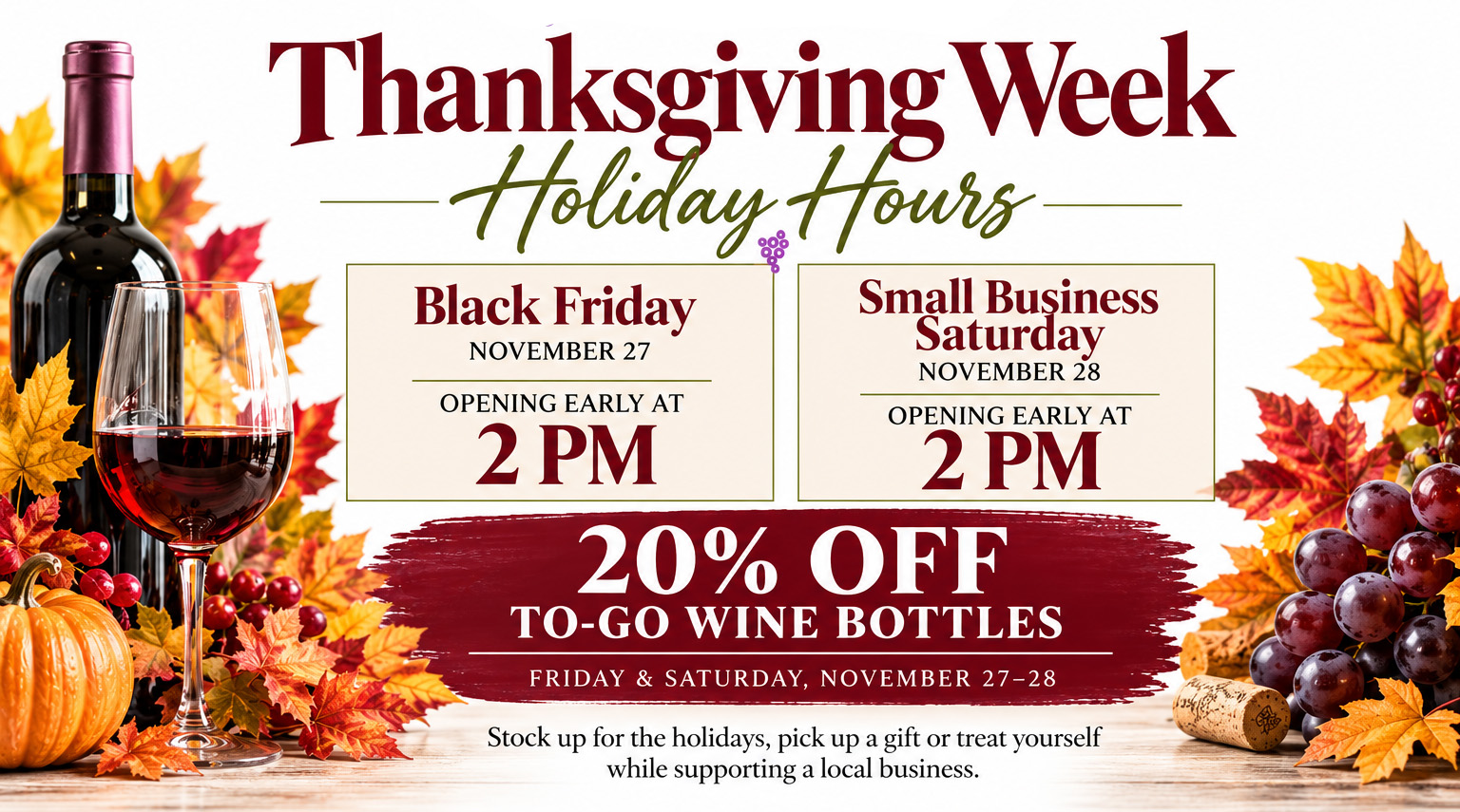 Thanksgiving Week Holiday Hours_nologo Wine Bar with Live Music in Downtown Brevard NC - wine bar